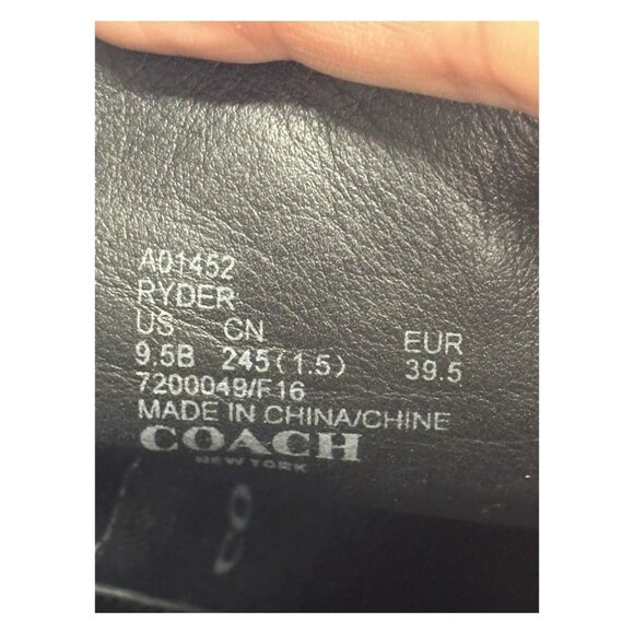 $400 COACH SUEDE RYDER KNEE HIGH TALL boots LOGO BLOCK HEEL BLACK 9.5 (MG17) - Picture 8 of 8